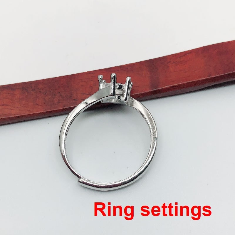 Ring Setting Blank 6.5mm 1pc 925 Sterling Silver Adjustable for 1 Round Shape Faceted Stone 6 Prongs Love Theme Wholesale Available