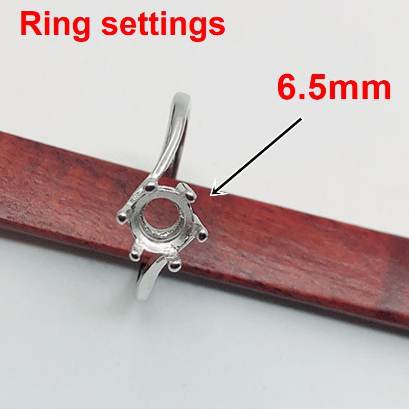 Ring Setting Blank 6.5mm 1pc 925 Sterling Silver Adjustable for 1 Round Shape Faceted Stone 6 Prongs Love Theme Wholesale Available