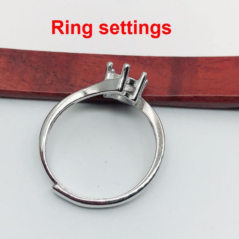 Ring Setting Blank 6.5mm 1pc 925 Sterling Silver Adjustable for 1 Round Shape Faceted Stone 6 Prongs Love Theme Wholesale Available