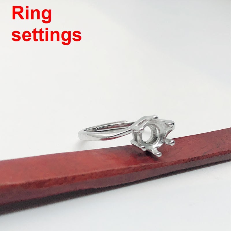 Ring Setting Blank 6.5mm 1pc 925 Sterling Silver Adjustable for 1 Round Shape Faceted Stone 6 Prongs Love Theme Wholesale Available