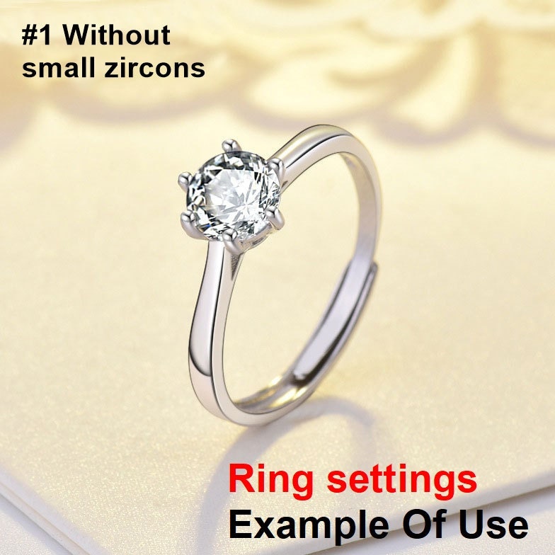 Round Diamond Ring Adjustable Setting 6mm 1.2ct Sterling Silver 925 Six Prongs For One Stone Holder Unique Custom Love Engagement Blanks