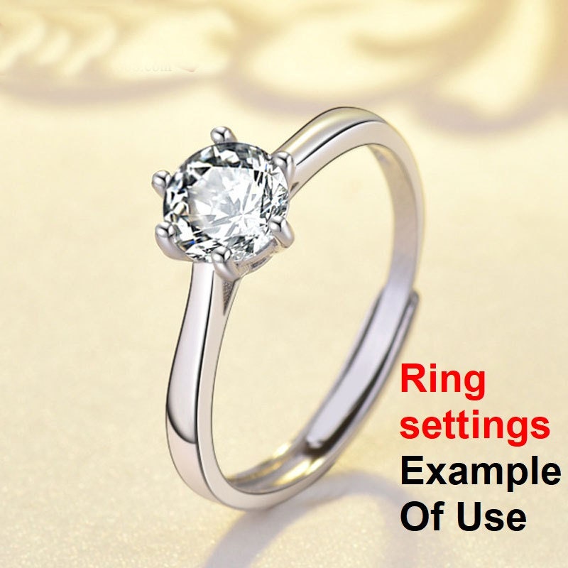 Round Diamond Ring Adjustable Setting 6mm 1.2ct Sterling Silver 925 Six Prongs For One Stone Holder Unique Custom Love Engagement Blanks