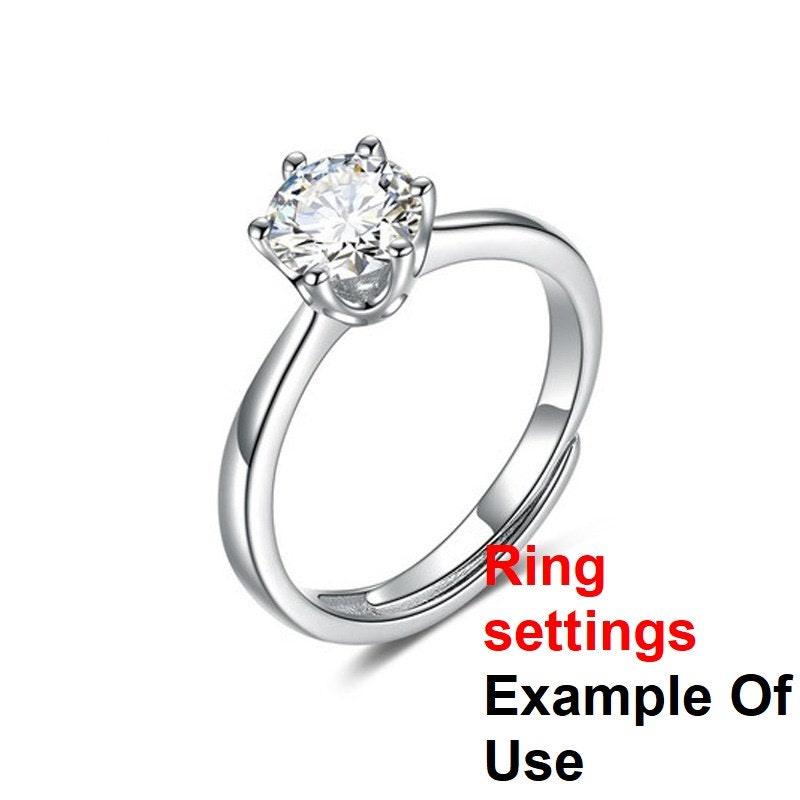 Round Diamond Ring Adjustable Setting 6mm 1.2ct Sterling Silver 925 Six Prongs For One Stone Holder Unique Custom Love Engagement Blanks