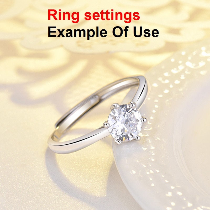 Round Diamond Ring Adjustable Setting 6mm 1.2ct Sterling Silver 925 Six Prongs For One Stone Holder Unique Custom Love Engagement Blanks