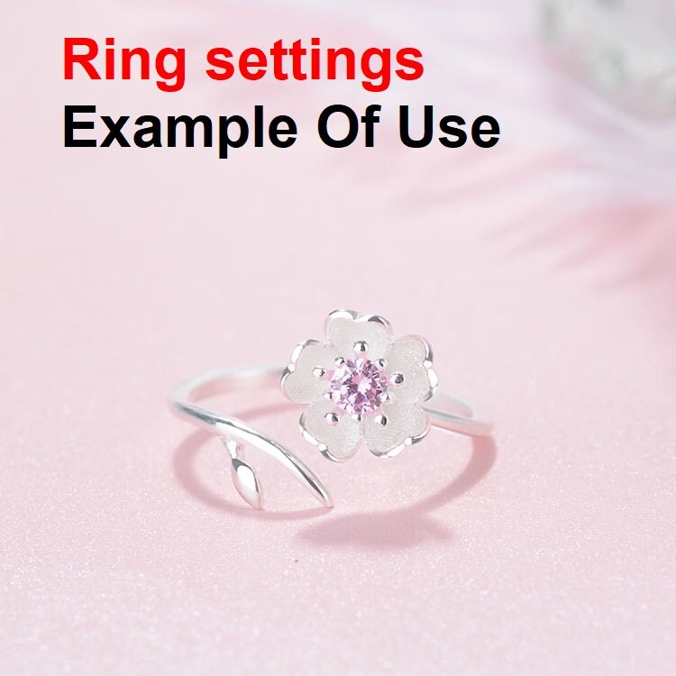 Ring Setting Blank 4mm 1pc 925 Sterling Silver Adjustable CZ Semi Mount for 1 Flower Round Shape Faceted Stone 5 Prongs Wholesale Available