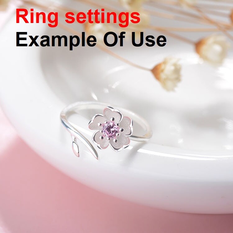 Ring Setting Blank 4mm 1pc 925 Sterling Silver Adjustable CZ Semi Mount for 1 Flower Round Shape Faceted Stone 5 Prongs Wholesale Available