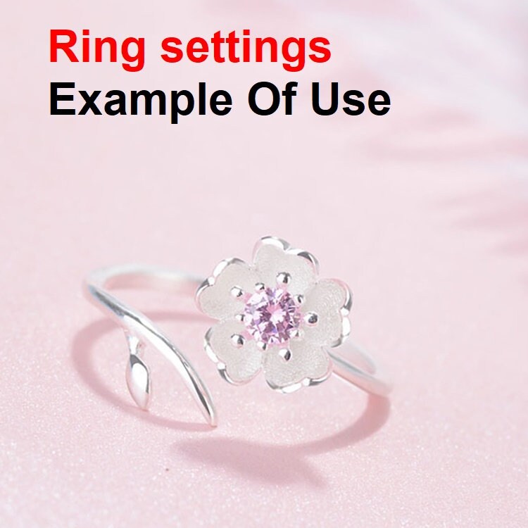 Ring Setting Blank 4mm 1pc 925 Sterling Silver Adjustable CZ Semi Mount for 1 Flower Round Shape Faceted Stone 5 Prongs Wholesale Available