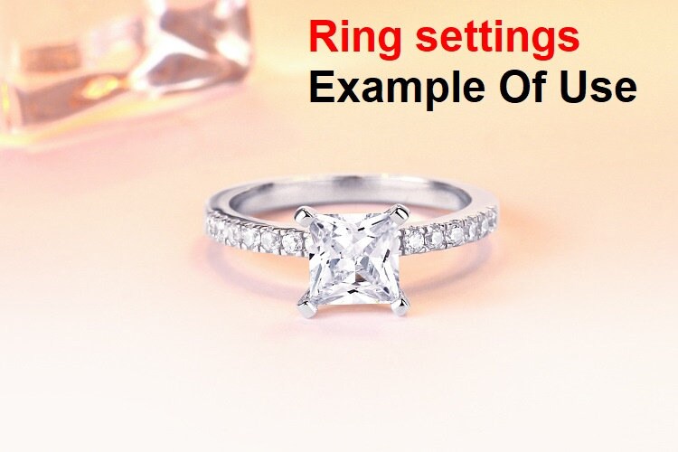 Ring Setting Blank 6mm 1pc 925 Sterling Silver CZ Semi Mount for 1 Square Shape Faceted Stone 4 Prongs Love Theme Wholesale Available