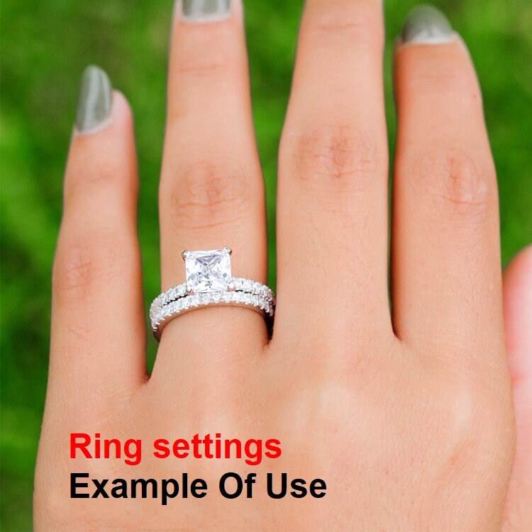 Ring Setting Blank 6mm 1pc 925 Sterling Silver CZ Semi Mount for 1 Square Shape Faceted Stone 4 Prongs Love Theme Wholesale Available