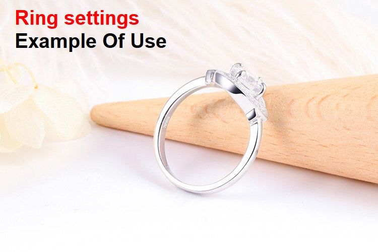 Ring Setting Blank 7mm 1pc 925 Sterling Silver CZ Semi Mount for 1 Round Shape Faceted Stone 4 Prongs Love Theme Wholesale Available