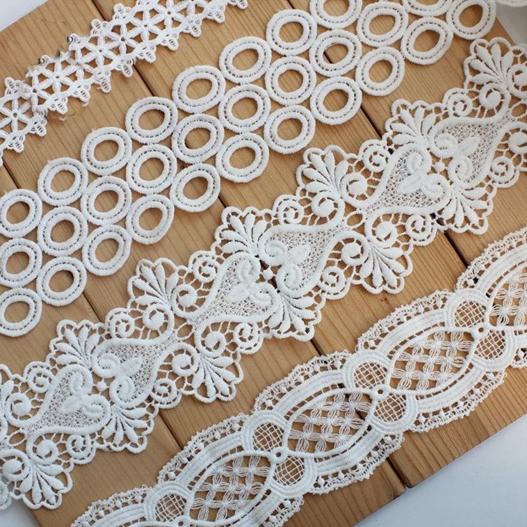 White Crochet Lace Cotton Trim For Thong Bikini Pattern Top Curtain Vintage Antique Fabric Ribbon By The Yard Decorative Border Wholesale