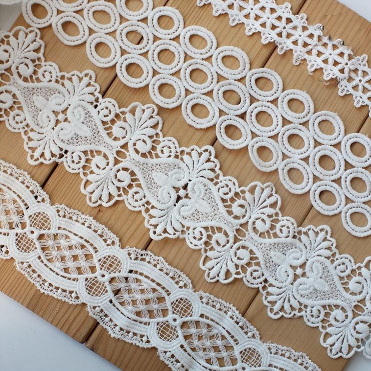 White Crochet Lace Cotton Trim For Thong Bikini Pattern Top Curtain Vintage Antique Fabric Ribbon By The Yard Decorative Border Wholesale