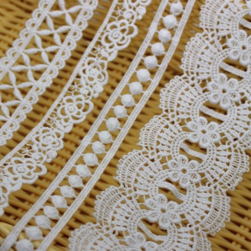 White Crochet Lace Cotton Trim For Thong Bikini Pattern Top Curtain Vintage Antique Fabric Ribbon By The Yard Decorative Border Wholesale