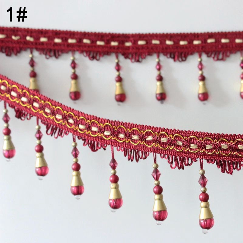 Beads Garland Trim Ribbon Crystal Pearl Tassel Fringe Sold by Yards Felt Mini Indian Boho Baby Scallop Small Large Sewing Fabric Wholesale