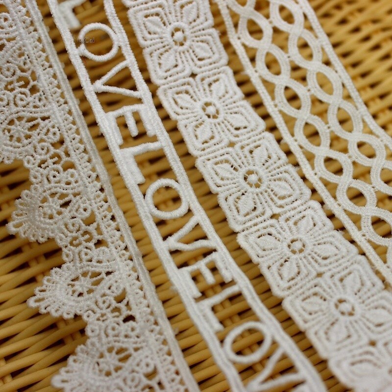 White Crochet Lace Cotton Trim For Thong Bikini Pattern Top Curtain Vintage Antique Fabric Ribbon By The Yard Decorative Border Wholesale