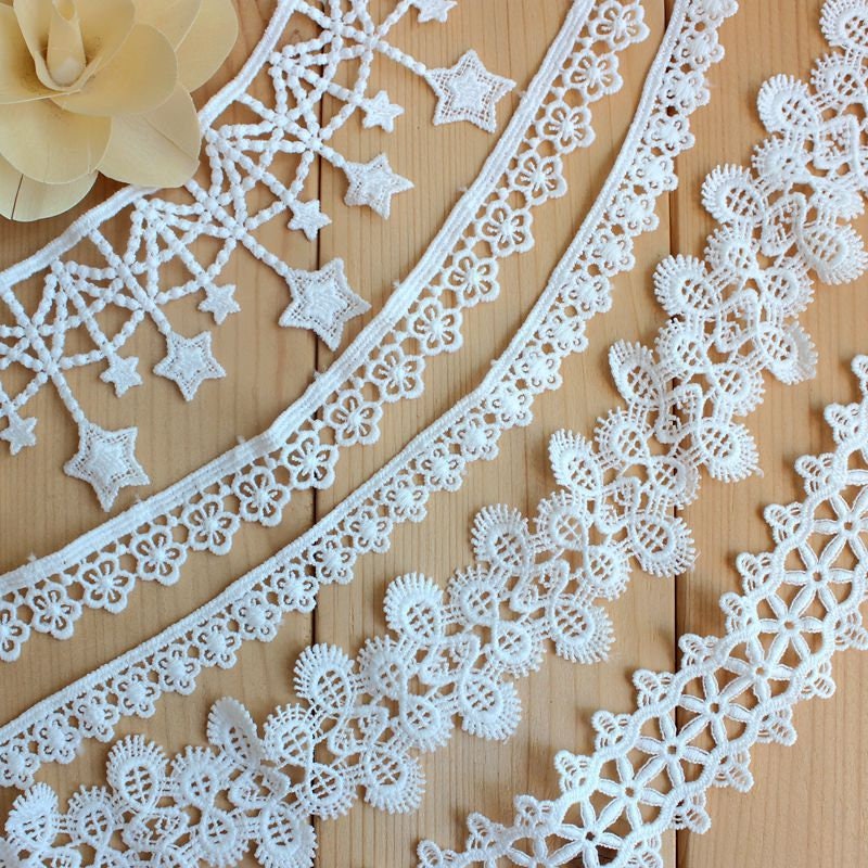 White Crochet Lace Cotton Trim For Thong Bikini Pattern Top Curtain Vintage Antique Fabric Ribbon By The Yard Decorative Border Wholesale