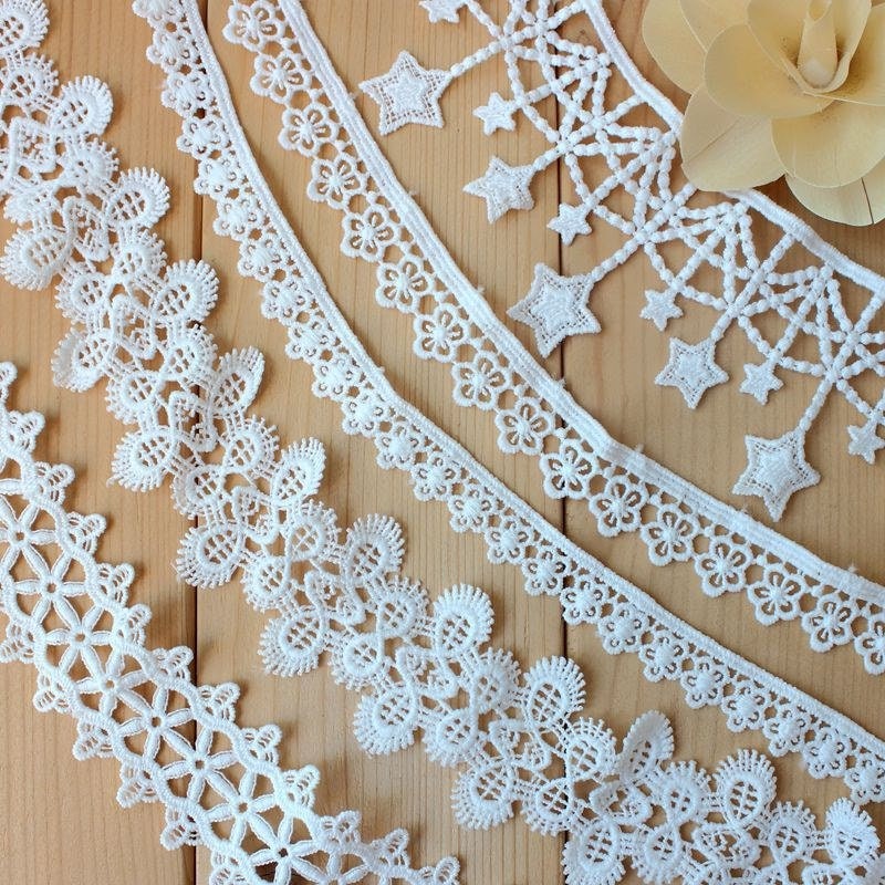 White Crochet Lace Cotton Trim For Thong Bikini Pattern Top Curtain Vintage Antique Fabric Ribbon By The Yard Decorative Border Wholesale