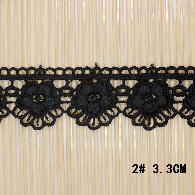 Black Crochet Lace Cotton Trim For Thong Bikini Pattern Top Curtain Vintage Antique Fabric Ribbon By The Yard Decorative Border Wholesale