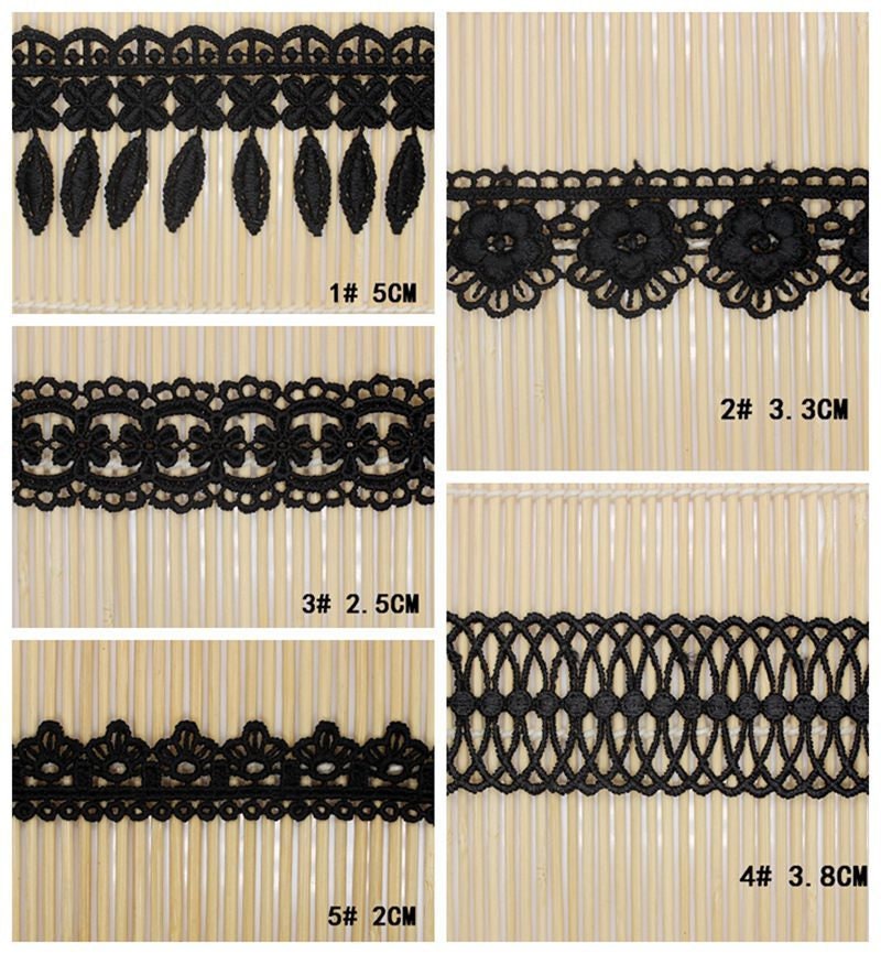 Black Crochet Lace Cotton Trim For Thong Bikini Pattern Top Curtain Vintage Antique Fabric Ribbon By The Yard Decorative Border Wholesale