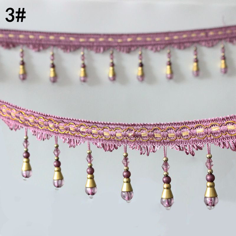 Beads Garland Trim Ribbon Crystal Pearl Tassel Fringe Sold by Yards Felt Mini Indian Boho Baby Scallop Small Large Sewing Fabric Wholesale