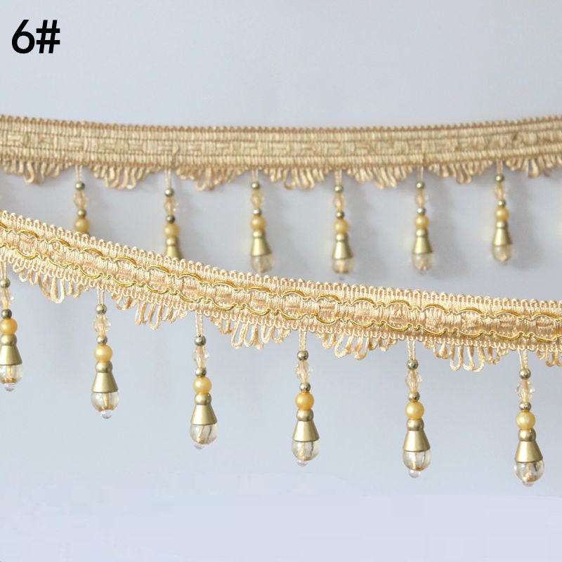 Beads Garland Trim Ribbon Crystal Pearl Tassel Fringe Sold by Yards Felt Mini Indian Boho Baby Scallop Small Large Sewing Fabric Wholesale