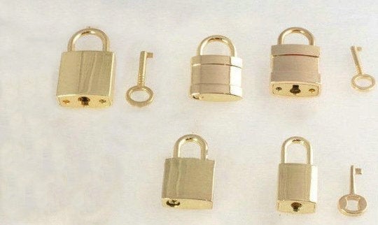 Square Rectangular Padlock Clasp Working Key Lock Panda Shape Leathercraft Purse Bag Buckle Pet Collar Box Diary Wedding Repair Gold Tone