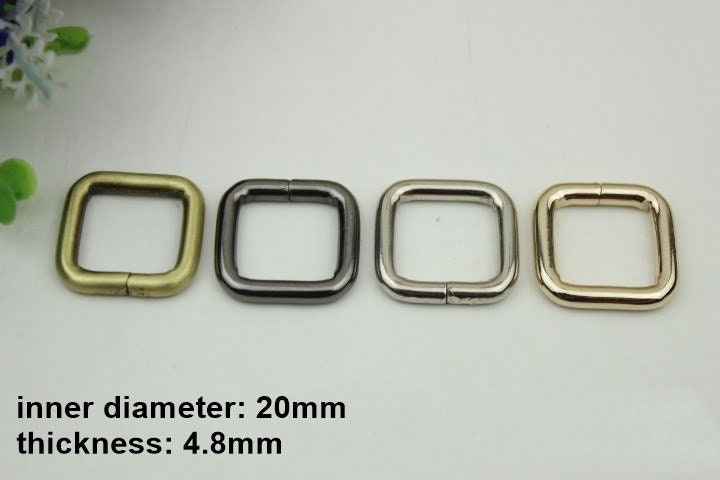 Square Rectangle Purse Strap Slider 10/100 pcs Set Metal Single Loop Slide Buckle Adjuster Keeper Ring 13 17 20 26 33 38 50 mm Belt Webbing