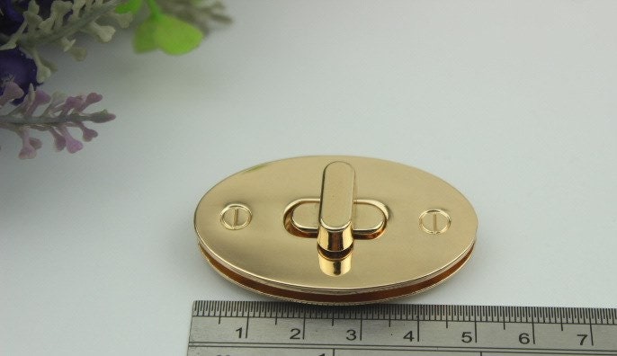 Oval Twist Turn Lock 50mm 2" Purse Charm Organizer Luggage Hardware Antique Gold Lock And Key Closure Small Bag Clutch Metal Accessories