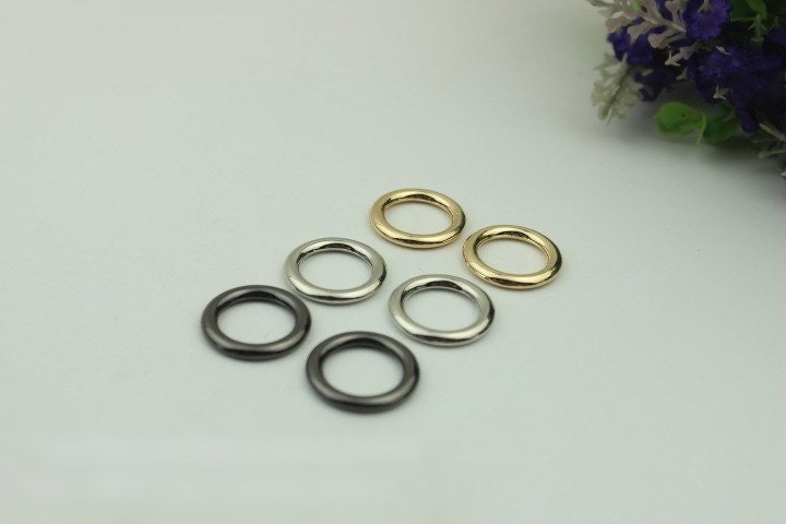 Round Circle Purse Strap Slider Metal Connector Single Loop Slide Buckle Adjuster Strap Keeper Ring 15 mm 5/8" Belt Webbing Purse Hardware