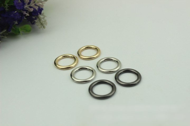 Round Circle Purse Strap Slider Metal Connector Single Loop Slide Buckle Adjuster Strap Keeper Ring 15 mm 5/8" Belt Webbing Purse Hardware