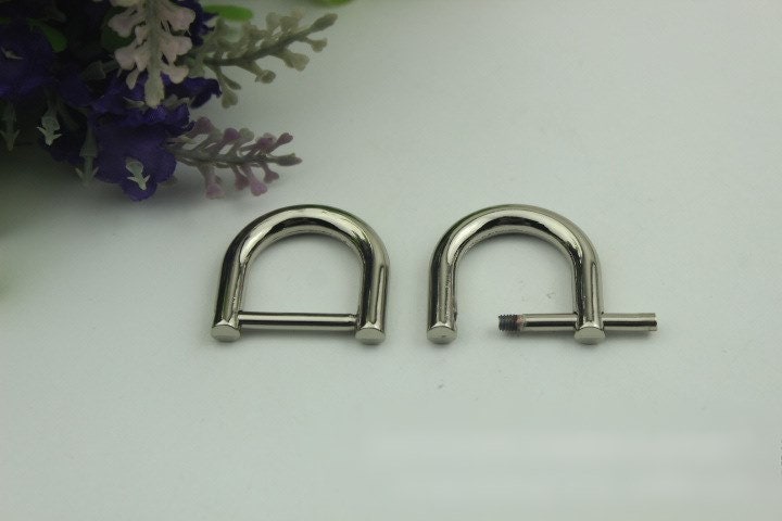 D-Rings Screw In Shackle Horseshoe Buckle Purse Strap Connector Metal Adjuster 20 mm 3/4 Inches Belt Webbing Purse Hardware Wholesale Bulk