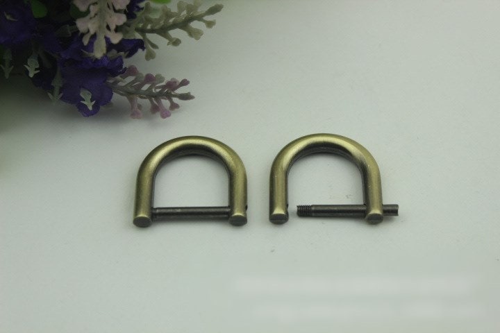 D-Rings Screw In Shackle Horseshoe Buckle Purse Strap Connector Metal Adjuster 20 mm 3/4 Inches Belt Webbing Purse Hardware Wholesale Bulk