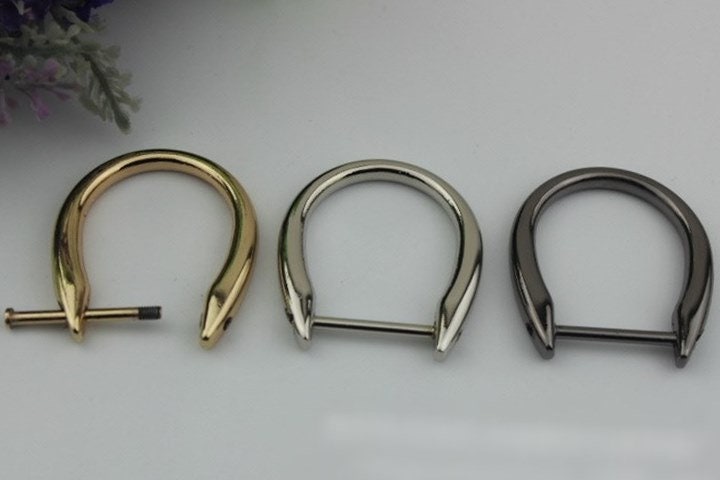 D-Ring Screw In Shackle Horseshoe Buckle Purse Strap Connector Metal Adjuster 22 mm 7/8 Inches Belt Webbing Purse Hardware Wholesale Bulk