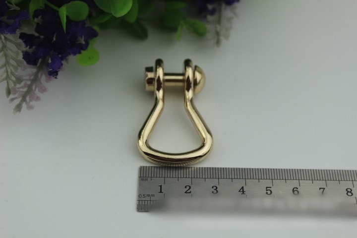 D-Ring Screw In Shackle Horseshoe Buckle Purse Strap Connector Metal Adjuster 10 mm 3/8 Inches Belt Webbing Purse Hardware Wholesale Bulk