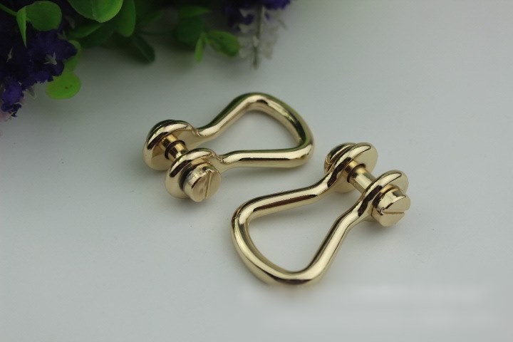 D-Ring Screw In Shackle Horseshoe Buckle Purse Strap Connector Metal Adjuster 10 mm 3/8 Inches Belt Webbing Purse Hardware Wholesale Bulk