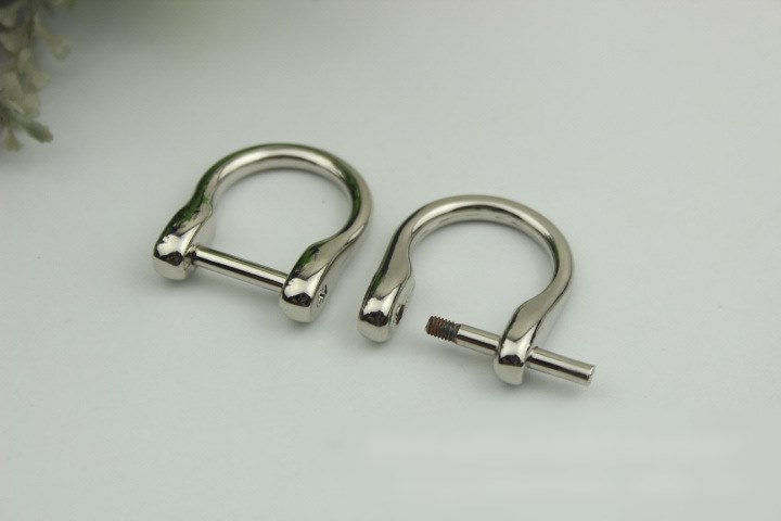 D-Rings Screw In Shackle Horseshoe Buckle Purse Strap Connector Metal Adjuster 15 mm 5/8 Inches Belt Webbing Purse Hardware Wholesale Bulk