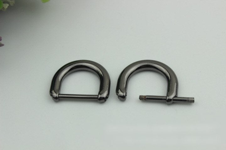 D-Rings Screw In Shackle Horseshoe Buckle Purse Strap Connector Metal Adjuster 20 mm 3/4 Inches Belt Webbing Purse Hardware Wholesale Bulk