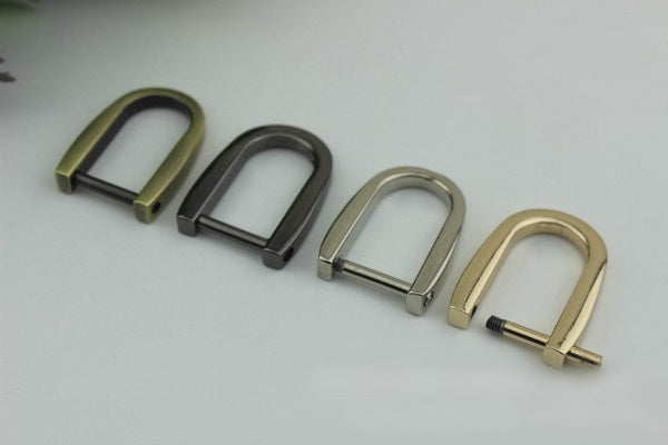 D-Ring Screw In Shackle Horseshoe Buckle Purse Strap Connector Metal Adjuster 15 mm 5/8 Inches Belt Webbing Purse Hardware Wholesale Bulk