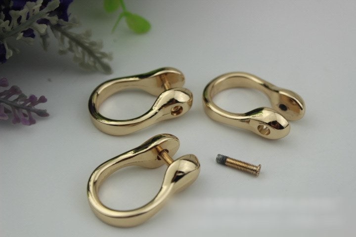 D-Ring Screw In Shackle Horseshoe Buckle Purse Strap Connector Metal Adjuster 8 mm 1/4 Inches Belt Webbing Purse Hardware Wholesale Bulk