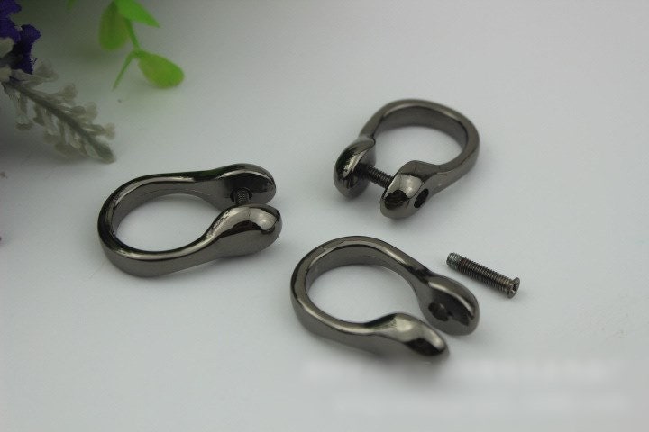 D-Ring Screw In Shackle Horseshoe Buckle Purse Strap Connector Metal Adjuster 8 mm 1/4 Inches Belt Webbing Purse Hardware Wholesale Bulk