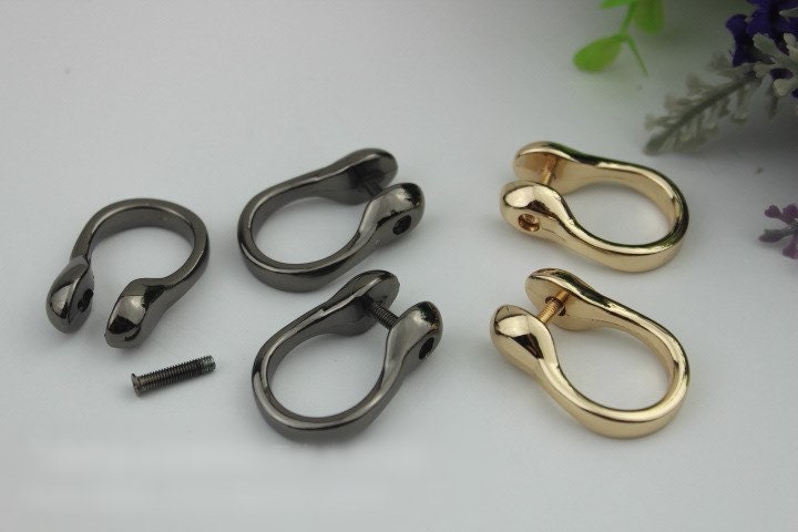 D-Ring Screw In Shackle Horseshoe Buckle Purse Strap Connector Metal Adjuster 8 mm 1/4 Inches Belt Webbing Purse Hardware Wholesale Bulk