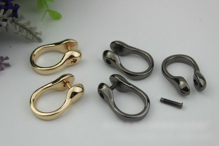 D-Ring Screw In Shackle Horseshoe Buckle Purse Strap Connector Metal Adjuster 8 mm 1/4 Inches Belt Webbing Purse Hardware Wholesale Bulk