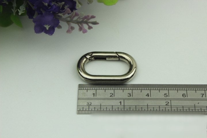 Oval Spring Ring Push Gate Snap 1/2 - 1 " 13x25mm Extend Purse Bag Chain Strap Key Fob Keyring Dog Leash Metal Trigger Clasp Clip