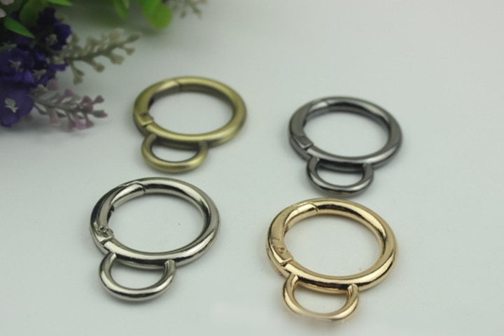 Round Spring Push Gate Ring Swivel Snap Hook 25mm 1" Metal Handle Trigger Lobster Clasp Clip Purse Bag Handbag DIY Hardware Bulk Wholesale