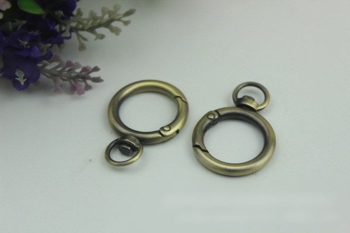 Round Spring Push Gate Ring Swivel Snap Hook 40 20mm Metal Handle Trigger Lobster Clasp Clip Purse Bag Handbag DIY Hardware Bulk Wholesale