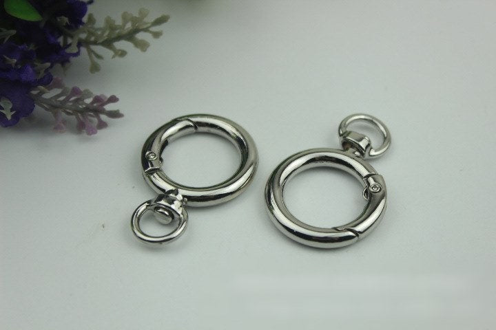 Round Spring Push Gate Ring Swivel Snap Hook 40 20mm Metal Handle Trigger Lobster Clasp Clip Purse Bag Handbag DIY Hardware Bulk Wholesale