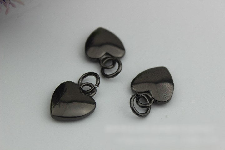 Heart Tongue Charm For Zipper Pull Slider 25 15mm Silver Gold Black Leather Hardware Leather Purse Bag Handbag Clutch DIY Handmade Supplies