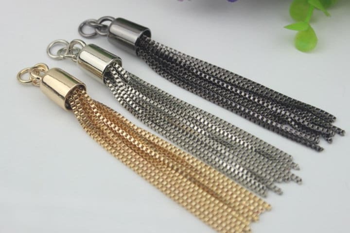 Cute Metal Tassel Keychain Charm 110mm 4 1/4" Key Fob Ring For Women Boho State Vintage Large Handmade Clip Purse Hardware For Leather Bag