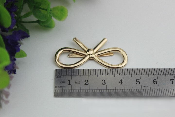 Metal Purse Charm Label Bow 45mm 1 3/4" Silver Gold Hardware Leather Bag Handbag Clutch Backpack Vintage Diy Handmade Decoration Supplies