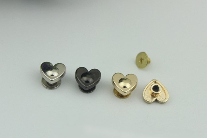 Heart Flat Head Button Belt Strap Chicago Screw Rivet Concho Stud 10mm Screwback Screw Back Shoe Blacelet Purse Handbag Dog Collar Hardware